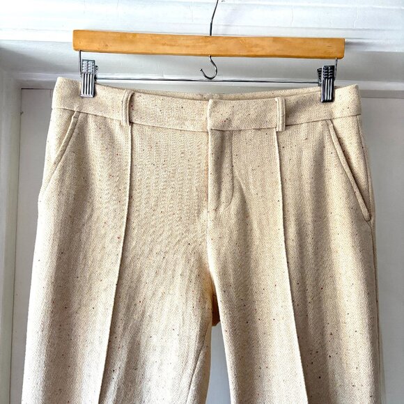 ecru Straight Leg Speckled Suit Pants Ankle Cream Size 8 - Picture 2 of 13